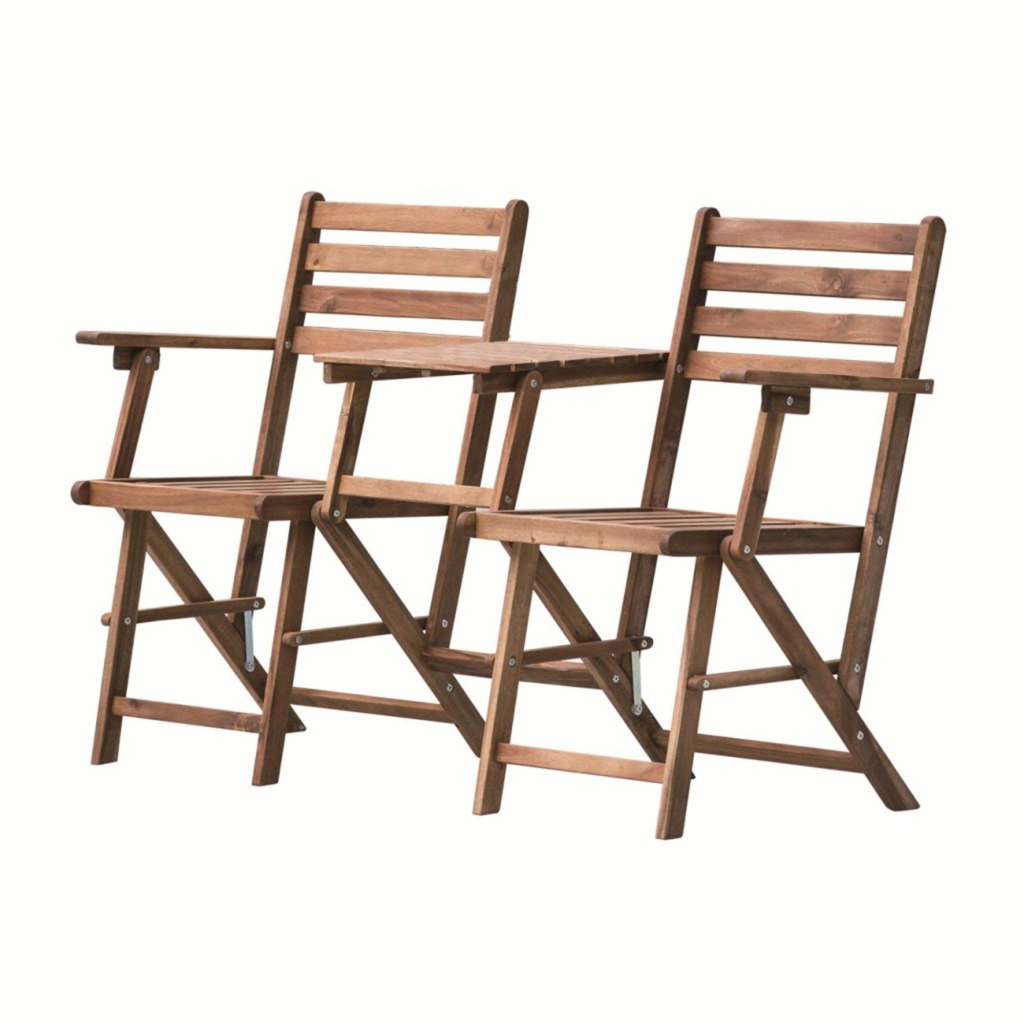 Au0026B Home 55x22 Brown Vintage Style Folding Attached Chairs and Table