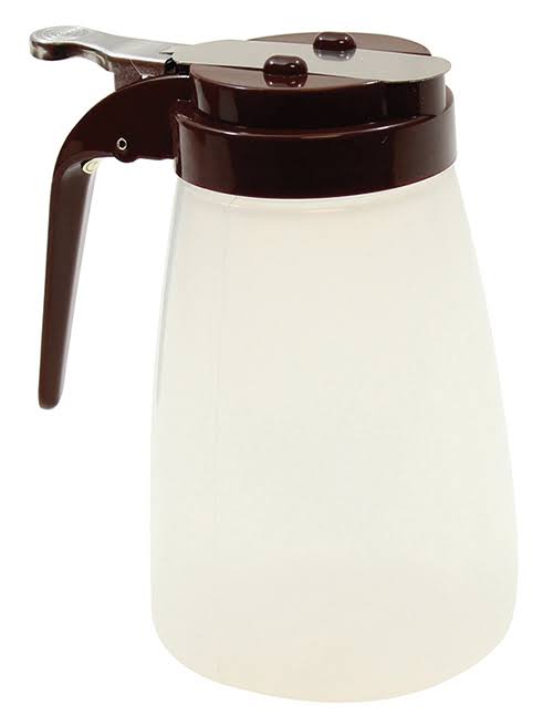 10 oz Polypropylene Syrup Dispenser, Brown ABS Top,6 Packs