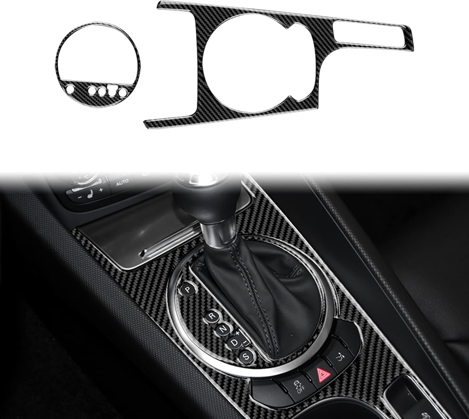 JUPIZEUS Carbon Fiber, Compatible with Audi, Gear Shift Box Panel Cover Trim Sticker, Center Console Panel Decoration Cover for Audi TT Roadster MK2 8J 2007-2014, Auto Interior, Black