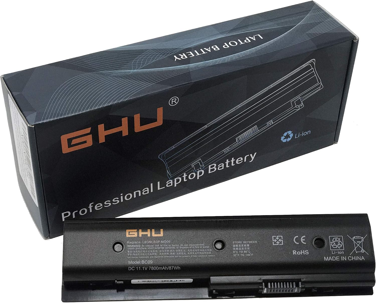 New GHU 87Wh MO06 MO09 671731-001 Laptop Battery Compatible with HP Envy M6-1045DX M6-1035DX M6-1125DX Pavilion DV4-5000 DV6-7000 DV7-7000 DV7t-7000 672412-001 699468-001 Battery 9 Cell 7800 mAh Pack of 2