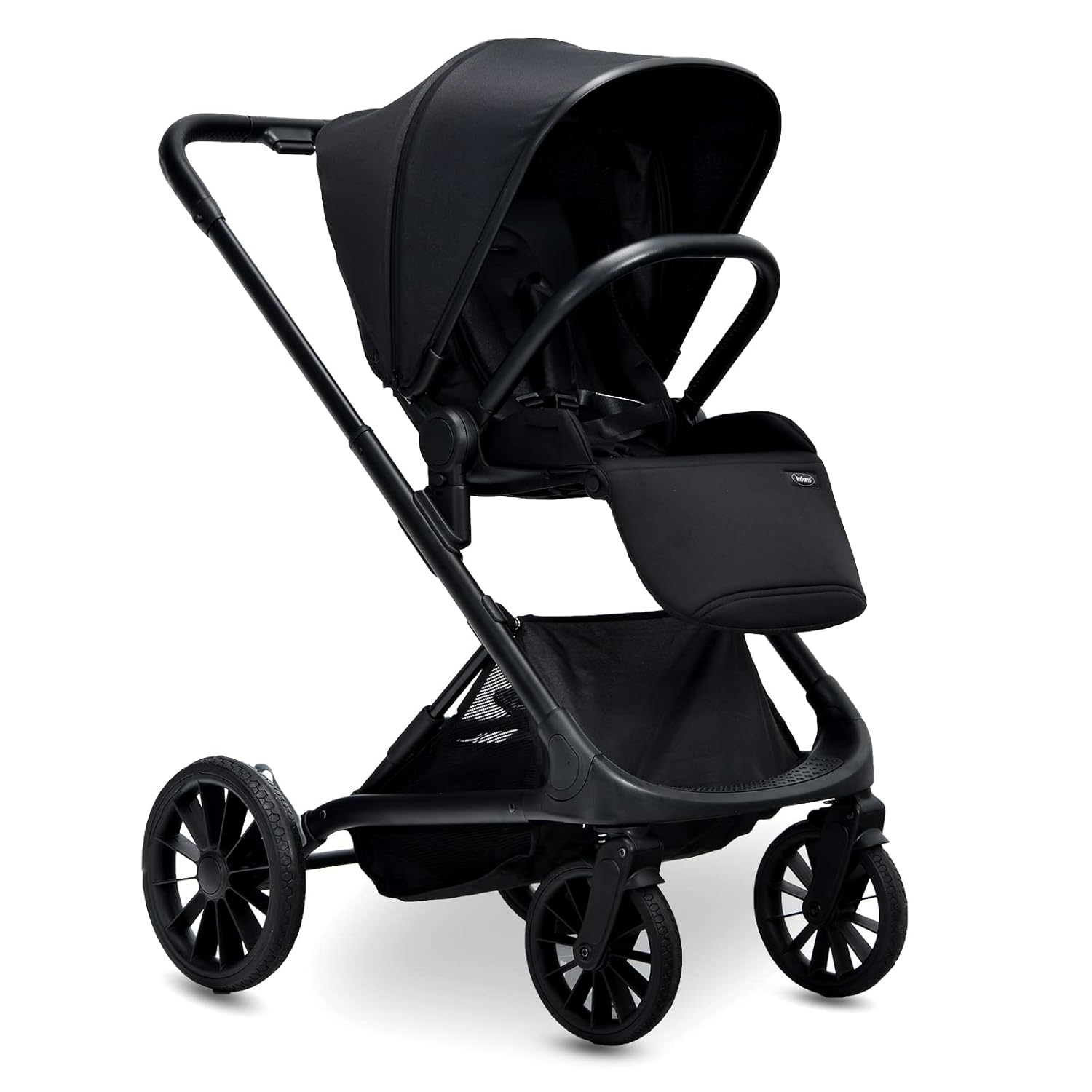 INFANS Baby Stroller for Toddler, Quick-Fold Infant Stroller with Reversible Seat, Hard Plate, Air Rod Folding, Aluminum Frame, 5-Point Harness, Adjustable Handle and Footrest (Black)