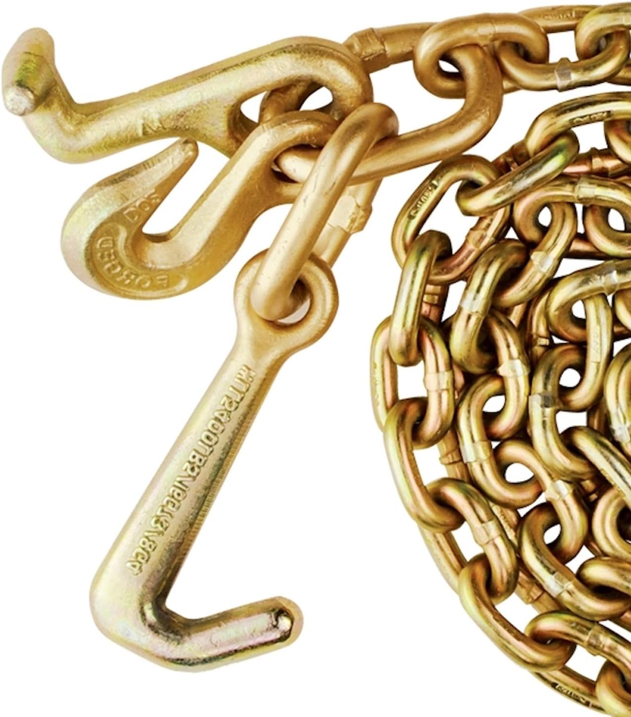 VULCAN Johnstown Tow Chain with 8 Inch Forged J Hook and GTJ Cluster - Grade 70 Chain - 6 Foot - 4,700 Pound Safe Working Load Pack of 2