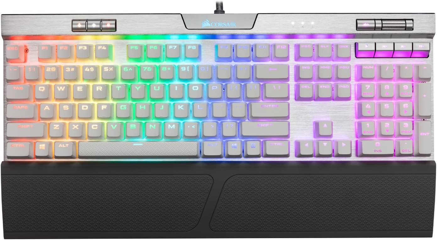 Corsair K70 RGB MK.2 SE Mechanical RAPIDFIRE Gaming Keyboard - USB Passthrough & Media Controls - PBT Double-Shot Keycaps - Cherry MX Speed - RGB LED Backlit - White