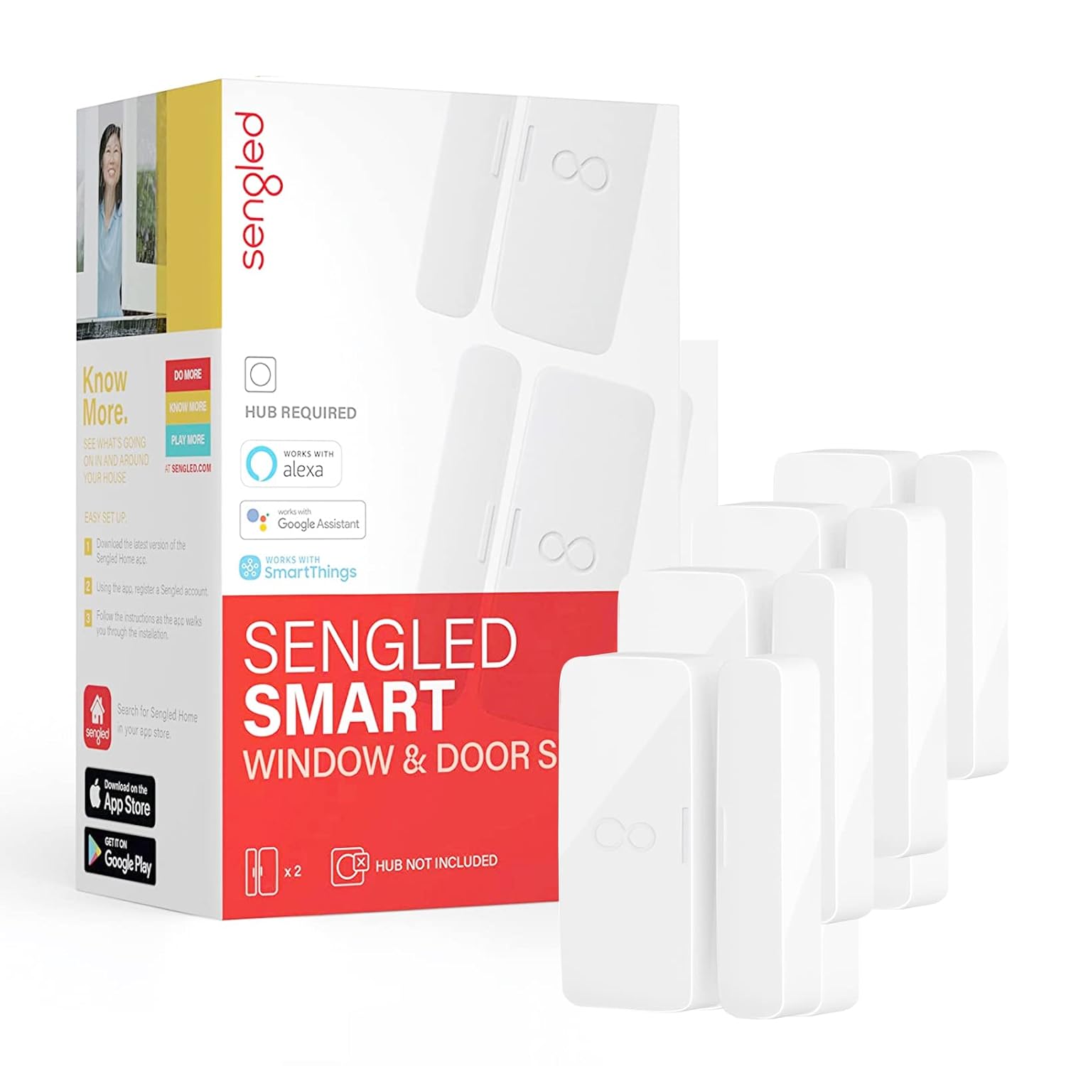 Sengled Smart Door Sensor, Zigbee Smart Sensor for Window and Door, Hub Required, Compatible with Alexa, Google Assistant and SmartThings, APP Control, 4 Pack