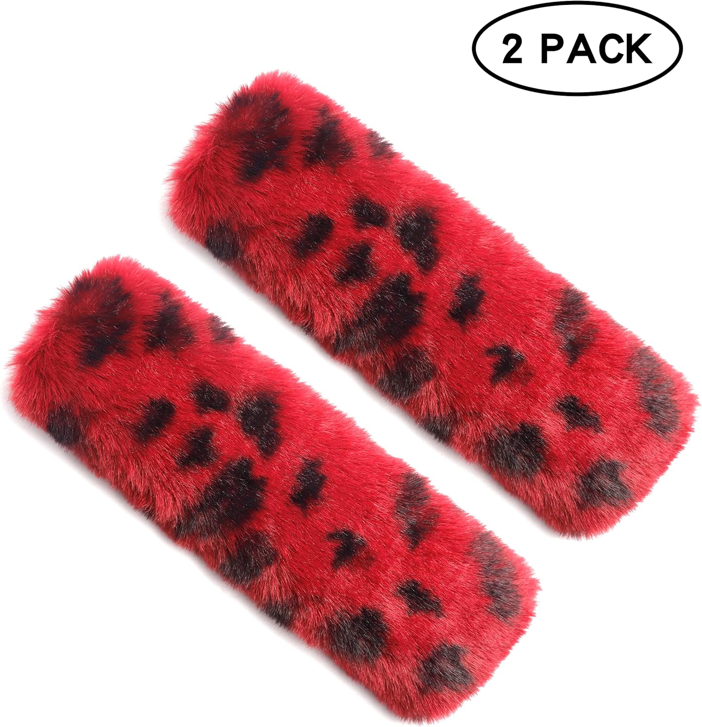 Ark Art Authentic Sheepskin Car Seat Belt Pad,2 Pack Leopard Print Seat Belt Cover for Shoulder Pad Neck Cushion Protector Car Accessories