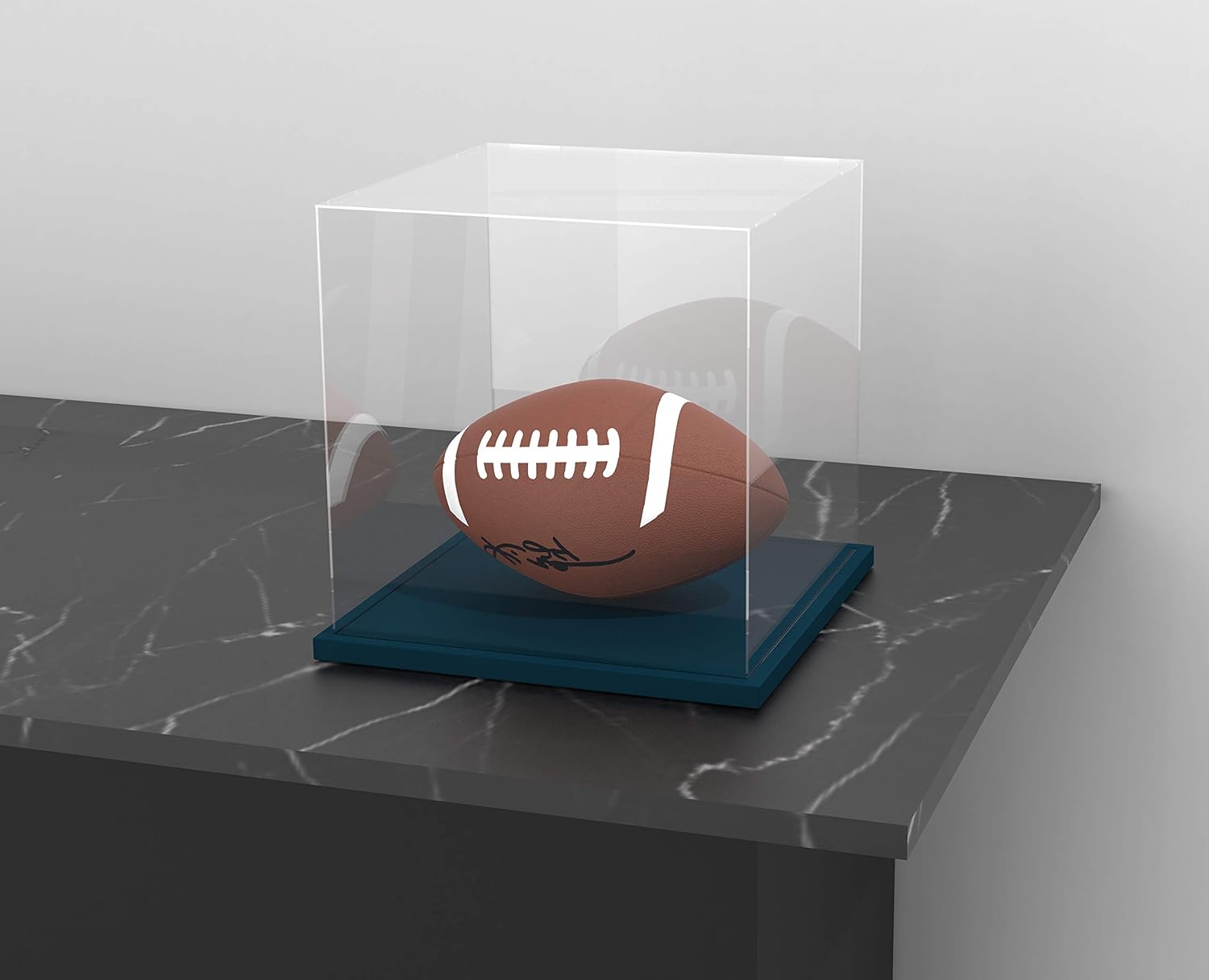 hopeme Acrylic Display Case with Navy Blue Velvet Stand, Deluxe Dustproof Showcase with Lid, 12 Inch Cube Acrylic Box for Football, Collectibles and Action Figures (12x12x12 inch) Pack of 2