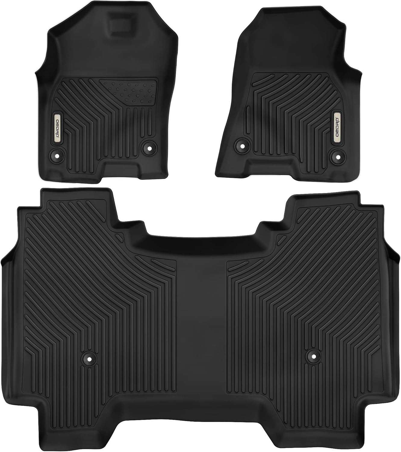 OEDRO Floor Mats Custom Fit for 2019-2022 Dodge Ram 1500 Crew Cab (New Body), with 1st Row Bucket Seats, No Rear Under-seat Storage Box, Black TPE All-Weather Includes 1st, 2nd Row Full Set Liners