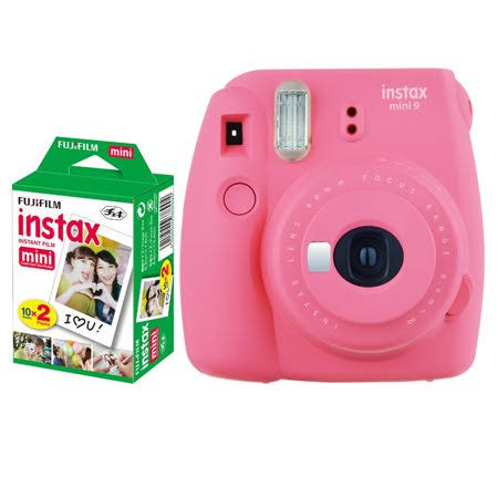 Fujifilm Instax Mini 9 Instant Camera - Flamingo Pink (16550631) + Fujifilm Instax Mini Twin Pack Instant Film (16437396) Great
