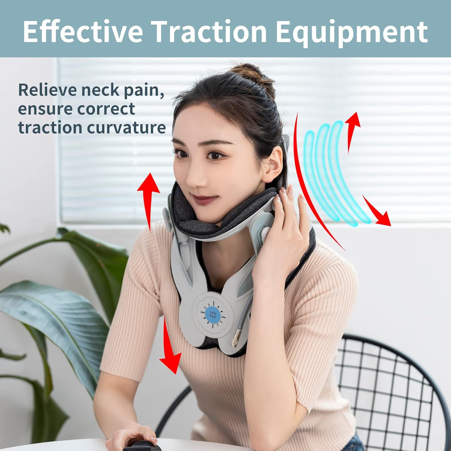 Alphay Cervical Neck Traction Device, Adjustable Air Pump Cervical Traction Device, Neck Pain Relief and Relaxation, Home Neck Support Cervical Support