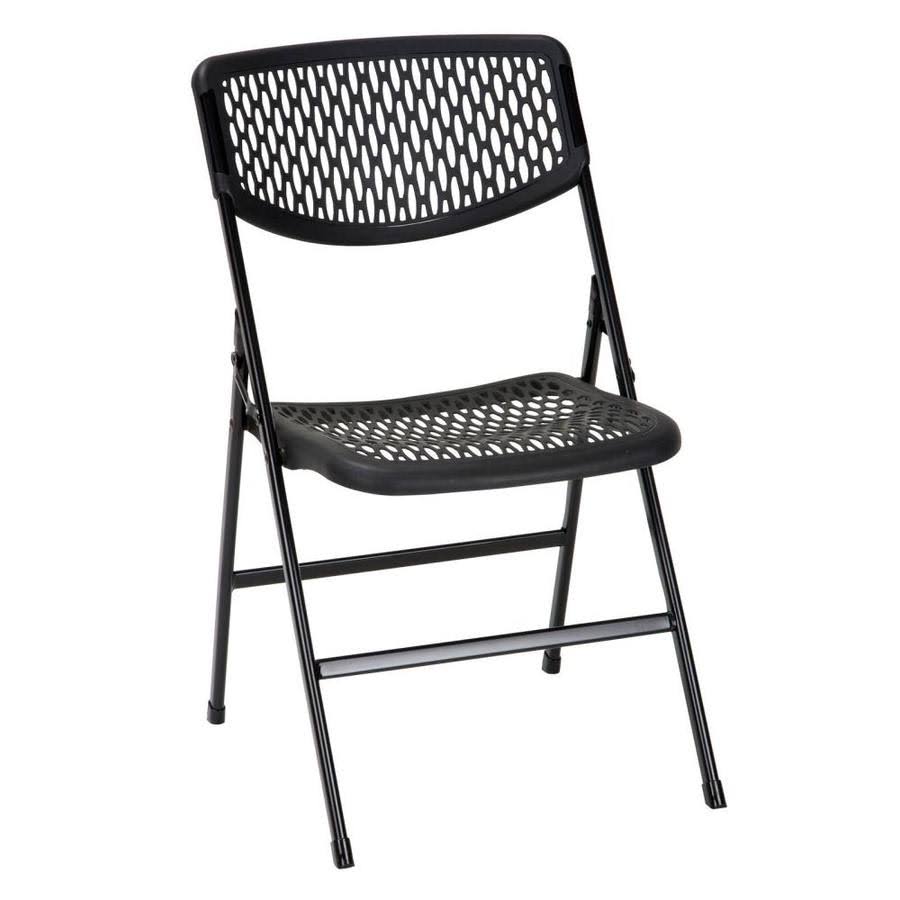 Cosco Indoor Black Plastic Mesh Standard Folding Chair- Pack of 4