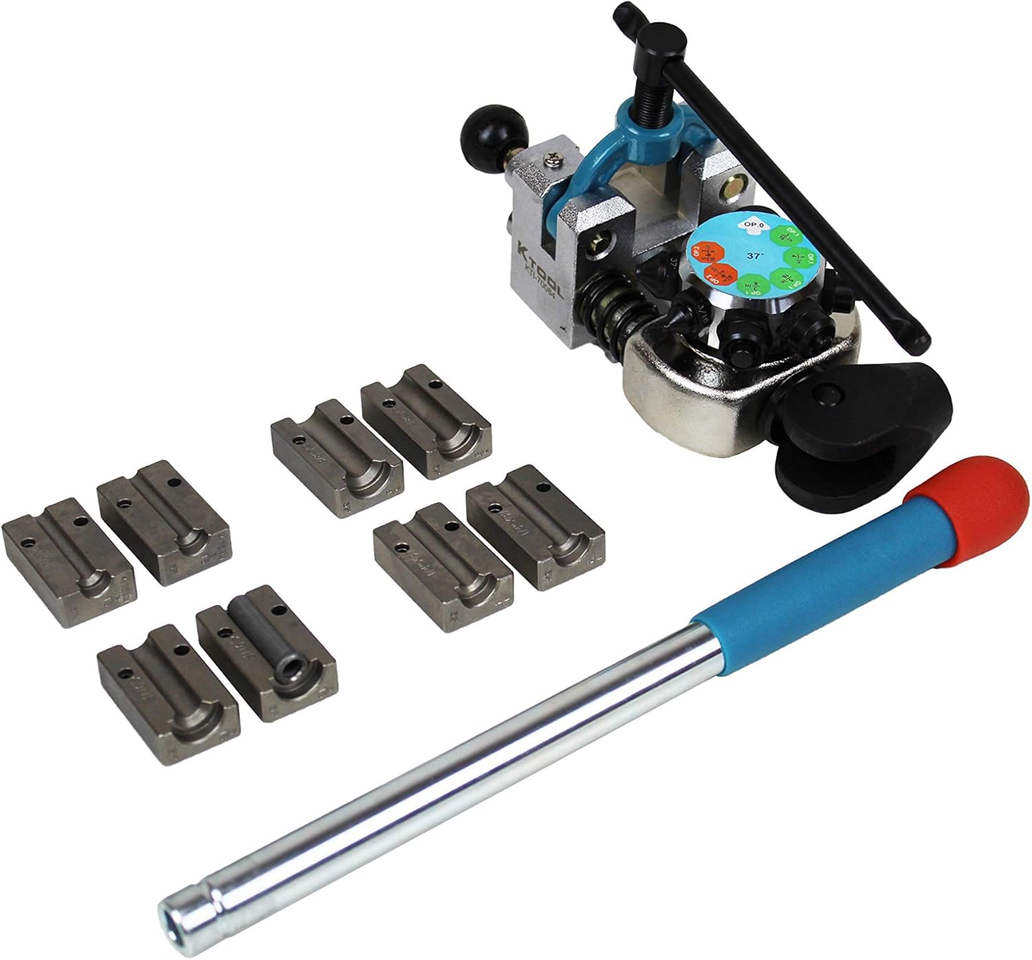 K Tool International Brake Line Flaring Tool, 37 Degree Set. Single, Double, and Bubble Flares, Vise-Mounted, T-Handle Screw Clamp, Easy to Use ; KTI70084, Black