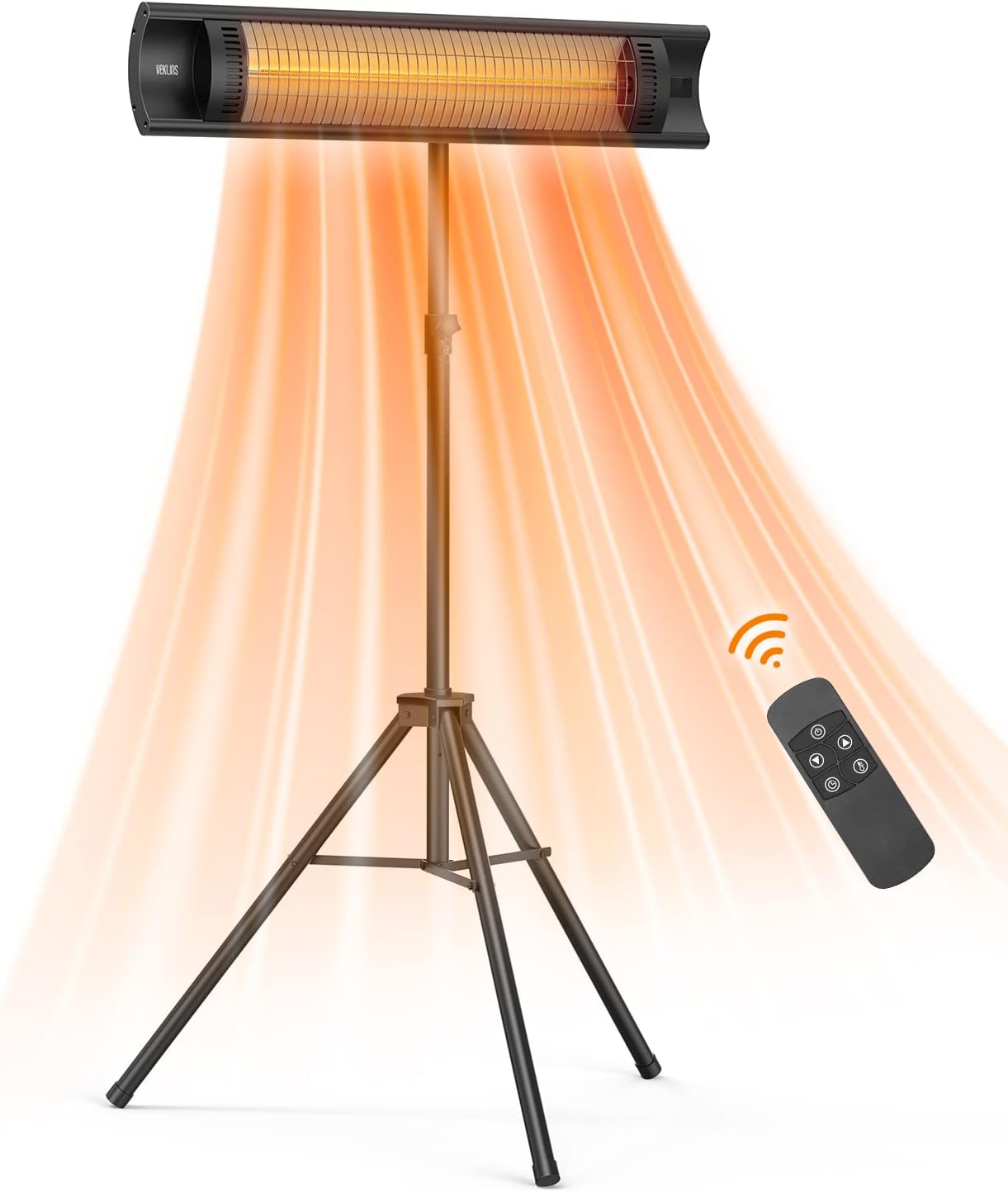 Outdoor Patio Heater, Electric 1500W Infrared Patio Heater with Remote, 3 Heat Levels, 24H Timer Auto-Off, Outdoor Space Heater with Tripod/Wall-mounted, Tip-over Over-heat Protection, IPX5 Waterproof