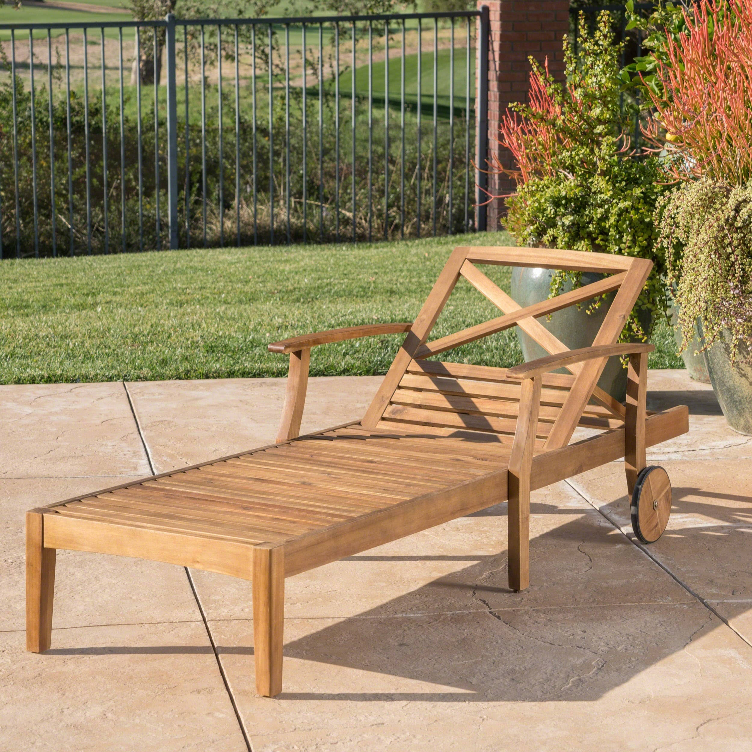 Christopher Knight Home Perla Outdoor Acacia Wood Chaise Lounge by Teak Finish