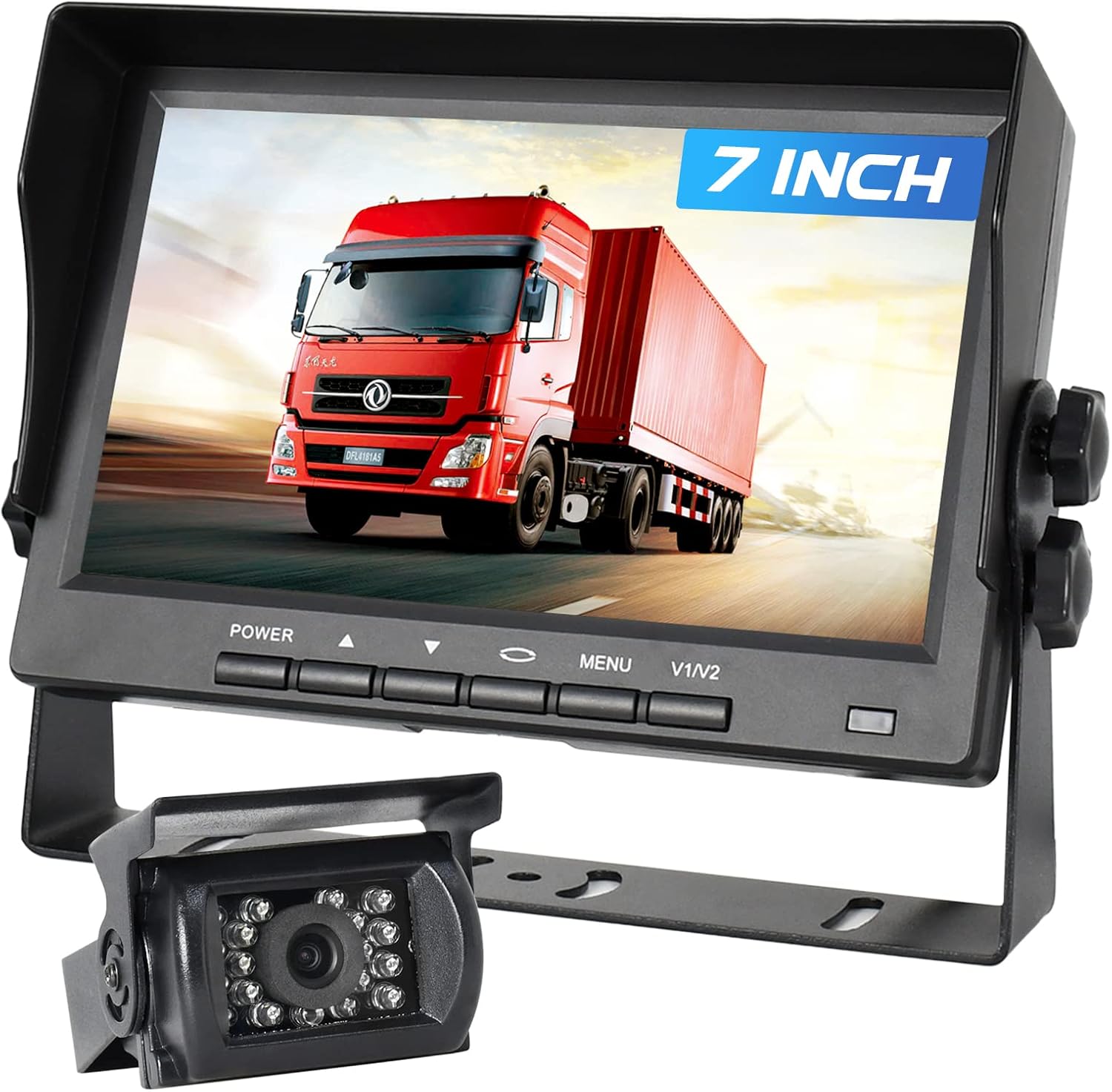 CDSPY RV Backup Camera HD with 7 Inch Monitor Kit 18 IR LED Rear View Camera Super Night Vision Reverse Wired Back Up Camera System for RVs/Trucks/Trailers/Pickup/Cars/SUV, Easy DIY Install