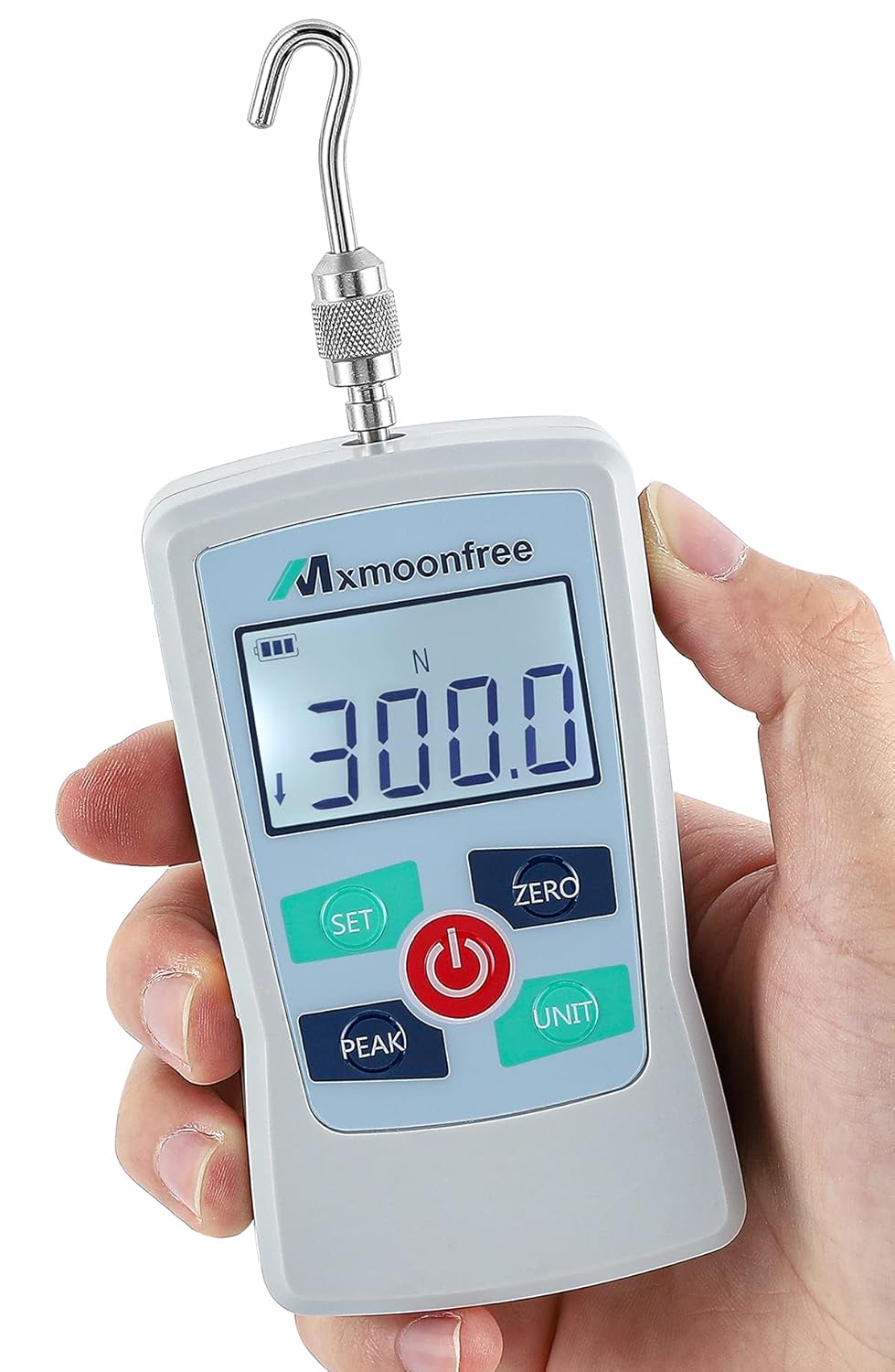 Mxmoonfree 300N Digital Force Gauge Push Pull Gauge Portable Force Meter with Units N/ LB/ Kg/ Oz, Storage Case, Auto Backlit LCD, Auto Power-off (ZMF-300N)