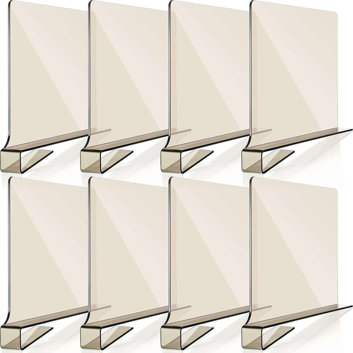8 Pack Clear Acrylic Shelf Dividers for Closet, Wood Shelf Organizer, Multi-Functional Wood Closet Separator for Storage and Organization in Bedroom, Kitchen and Office, No Installation Tools Required Pack of 2