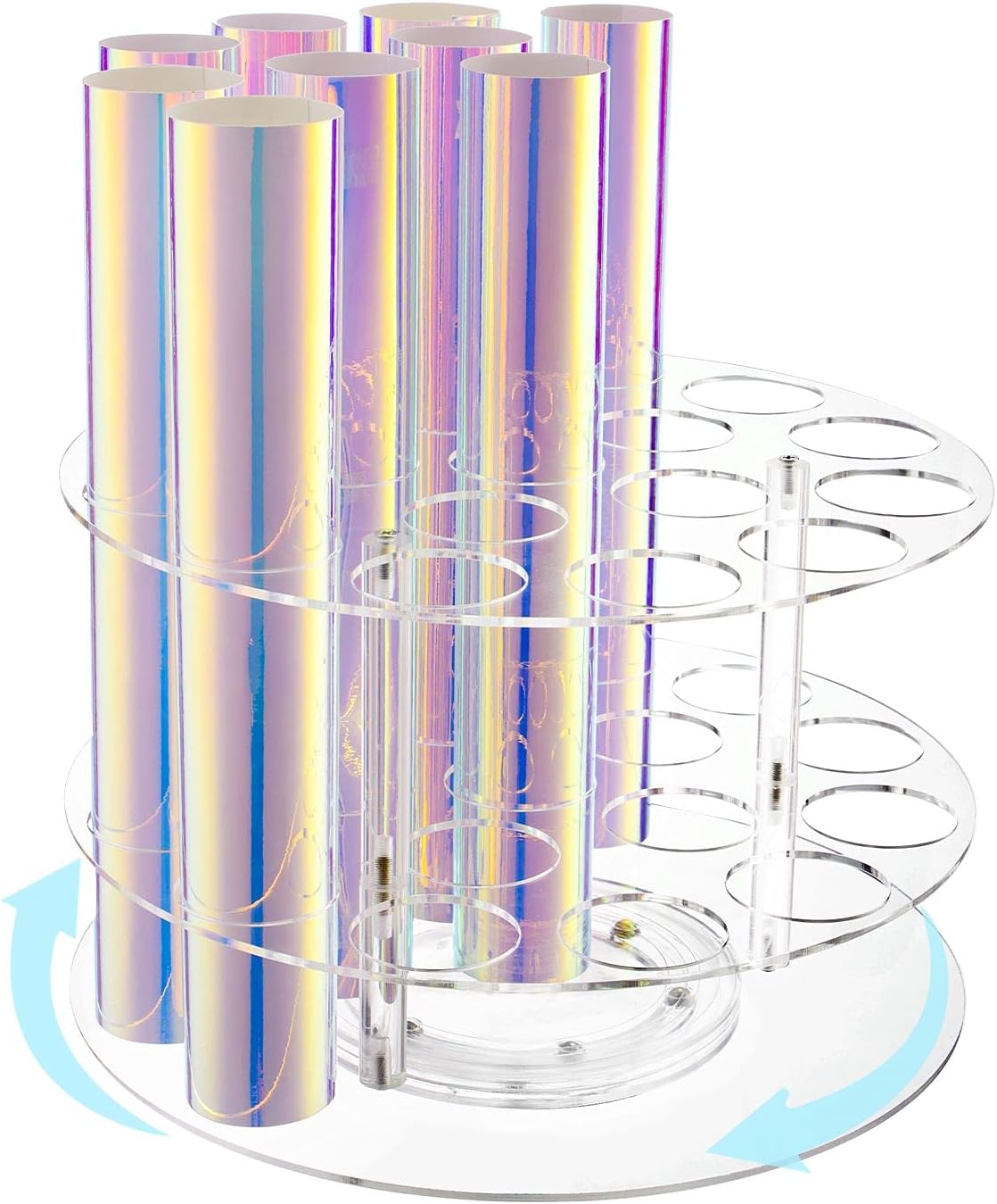 odeeoqcc Vinyl Roll Holder,Turntable Rotation,18 Holes,for Craft Room Keeper Organizers and Storage Rack,11.7''