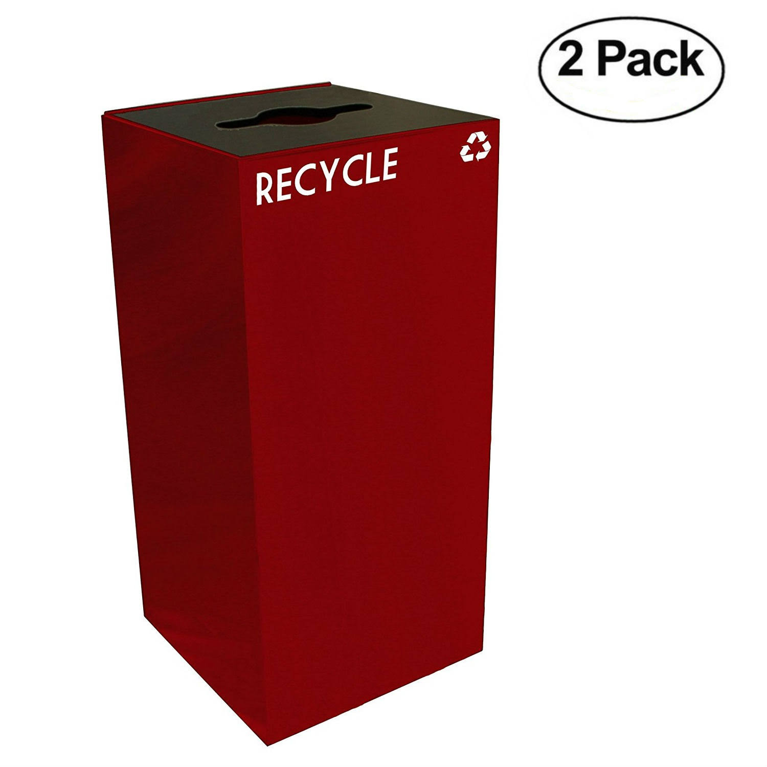 Witt Industries 32gc04-sc Geocube Recycling Receptacle with Combination Slot/Round OPENING, Steel, 32 gal, Scarlet (Set of 2)