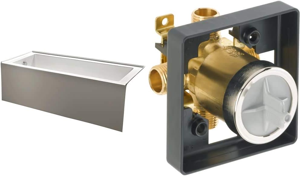 KINGSTON BRASS VTDE603122L 60-Inch Contemporary Alcove Acrylic Bathtub with Left Hand Drain and Overflow Holes, White