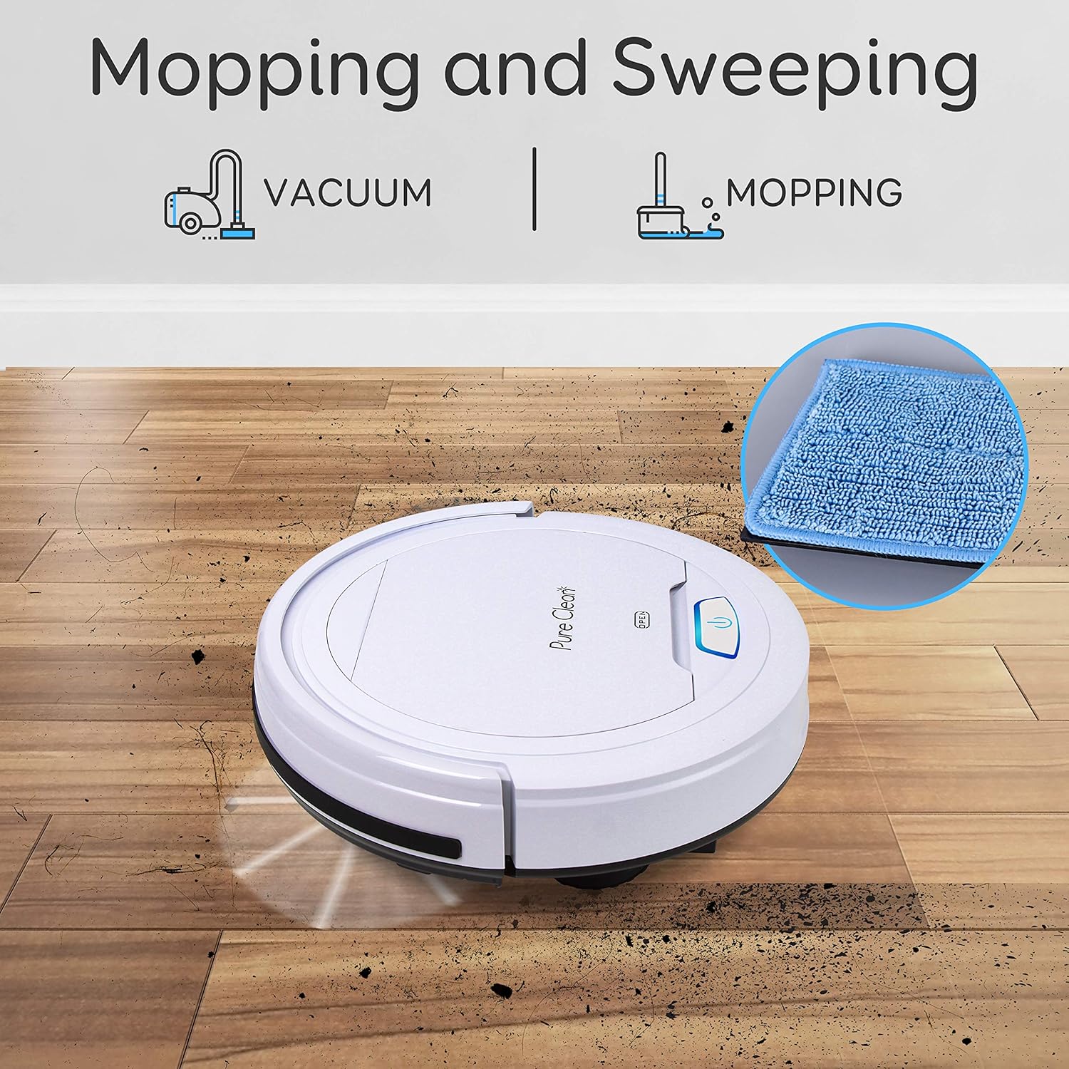 PUCRC25 Automatic Robot Vacuum Cleaner - Lithium Battery 90 Min Run Time - Robotic Auto Home Cleaning for Clean Carpet and Hardwood Floor Dry Mopping - Pet Hair Allergies Friendly - Pure Clean