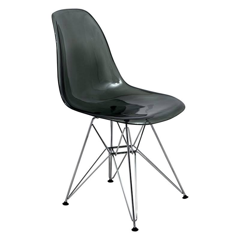 Orren Ellis Alethia Modern Dining Side Chair; Transparent Black/Chrome
