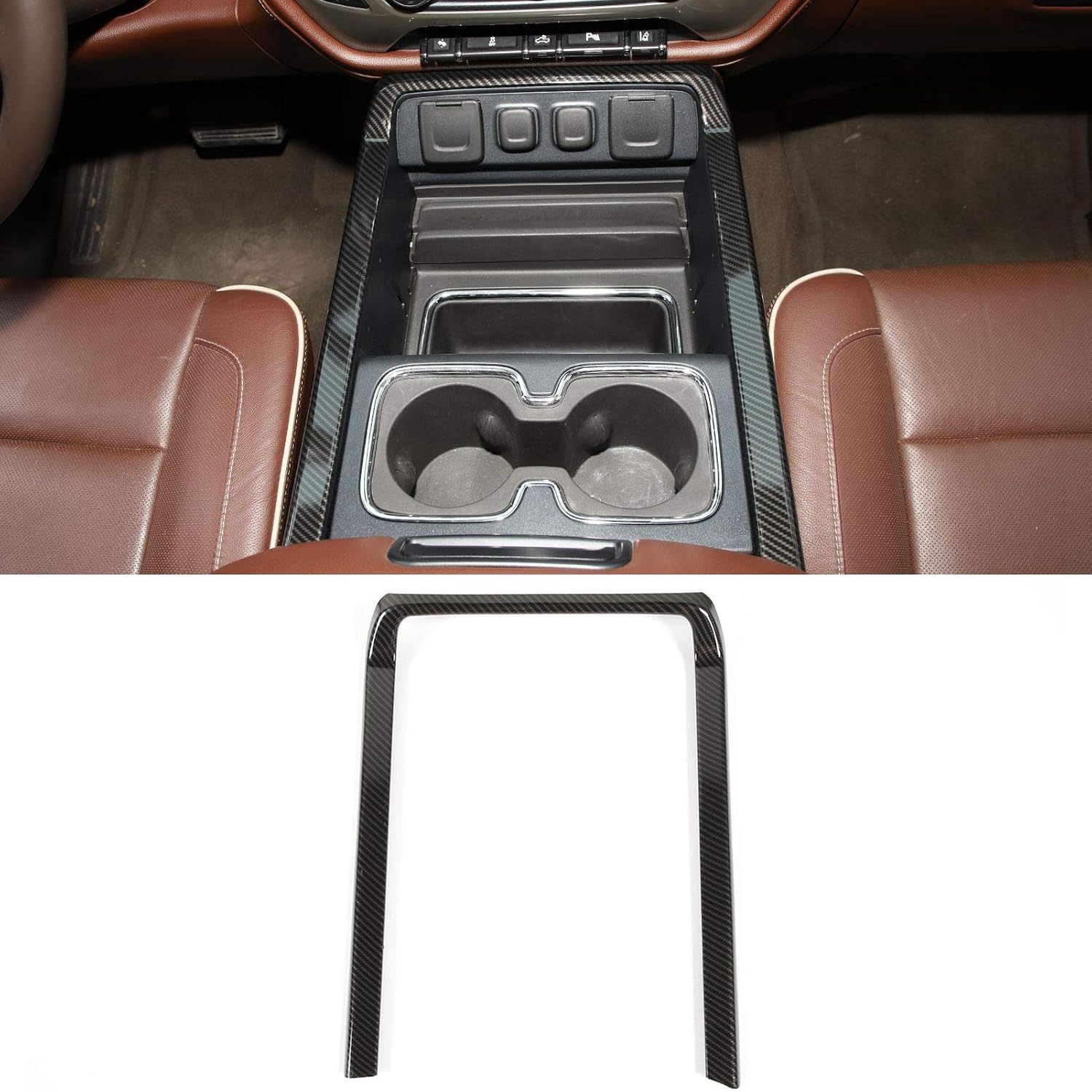 RT-TCZ Center Console Cup Holder Trim Cover ABS Center Armrest Trim Cover Decoration Interior Accessories for Chevrolet Silverado for GMC Sierra 2014-2018 Red