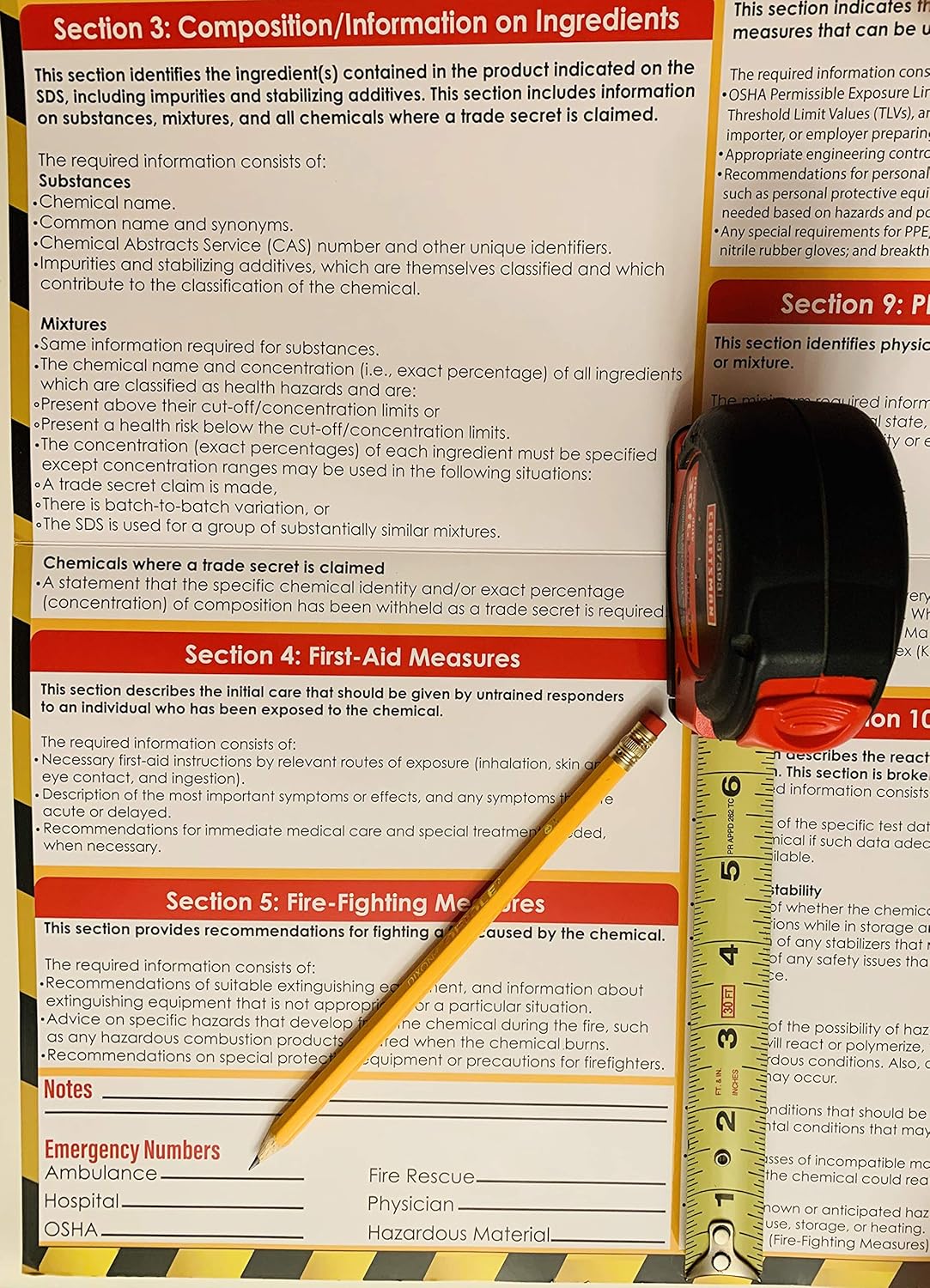 How to Read A Safety Data Sheet (SDS/MSDS) Poster (2 Pack), 24 x 36 Inch, UV Coated Paper, OSHA Compliant Pack of 2
