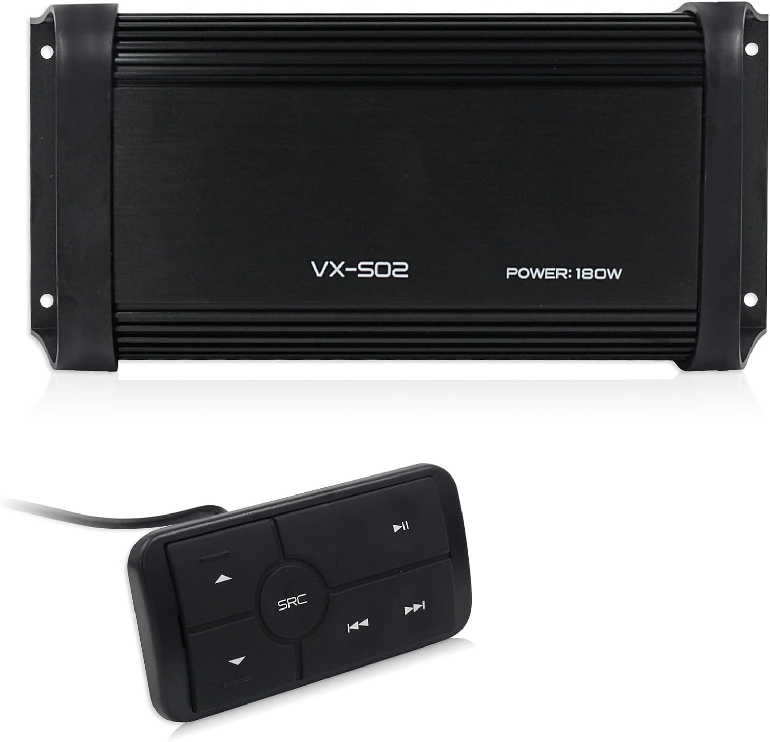 180 Watts 4 Channel Class A/B Waterproof Motorcycle Marine Bluetooth Amplifier Boat Stereo Audio Receiver Sound System MP3 Player with Aux in RCA Out for Boat ATV UTV Powersports Tractor Truck