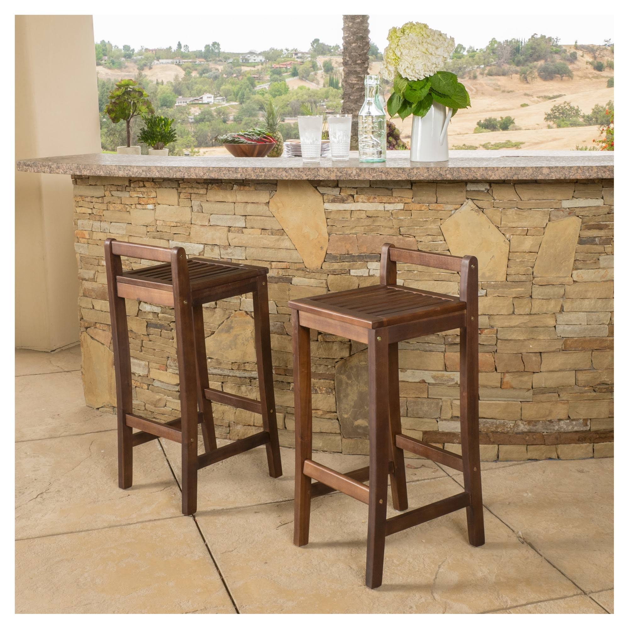 Christopher Knight Home Riviera 30-Inch Acacia Wood Barstools by (Set of 2)