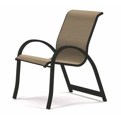 Aruba Stacking Metal Patio Dining Armchair Telescope Casual Frame Color: Textured Graphite, Color: Newport