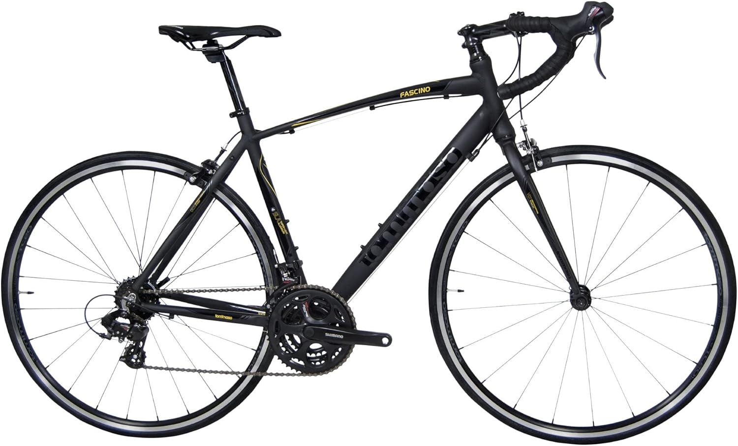 Tommaso Fascino Sport Performance Aluminum Road Bike, Shimano Tourney, 21 Speeds, Matte Black