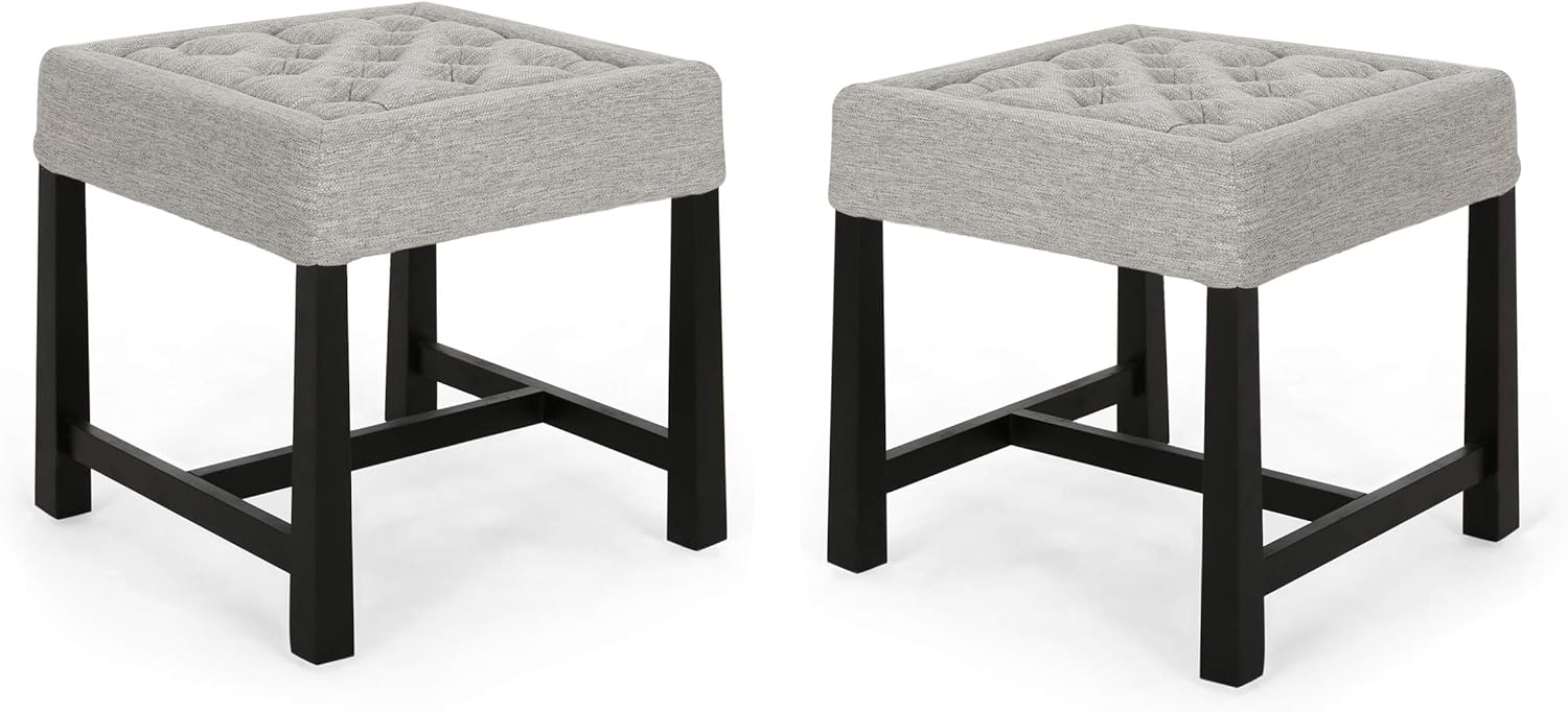 Christopher Knight Home Cedric Connor Modern Backless Dining Stools, Light Gray, Dark Brown