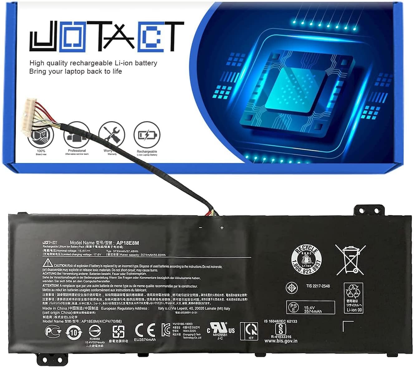 JOTACT AP18E7M AP18E8M Battery for Nitro 5 AN515-43 AN515-44 AN515-45 AN515-52 AN515-54 AN515-55 AN517-51 AN517-52, Nitro 7 AN715-51, Aspire 7 A715-74G,Predator Helios 300 PH315-52 PH315-53 PH317-53 Pack of 2