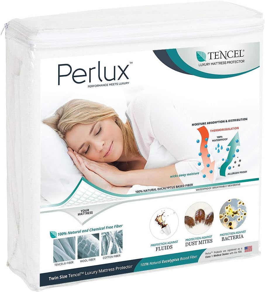 Perlux King Size Tencel 100% Waterproof Mattress Protector - Vinyl Free Pack of 2