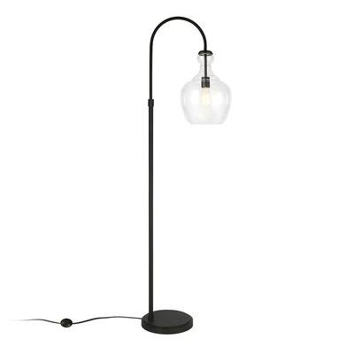 Alden 70x22 Arched Floor Lamp Beachcrest Home Base Finish: Blackened Bronze, Shade Color: Clear
