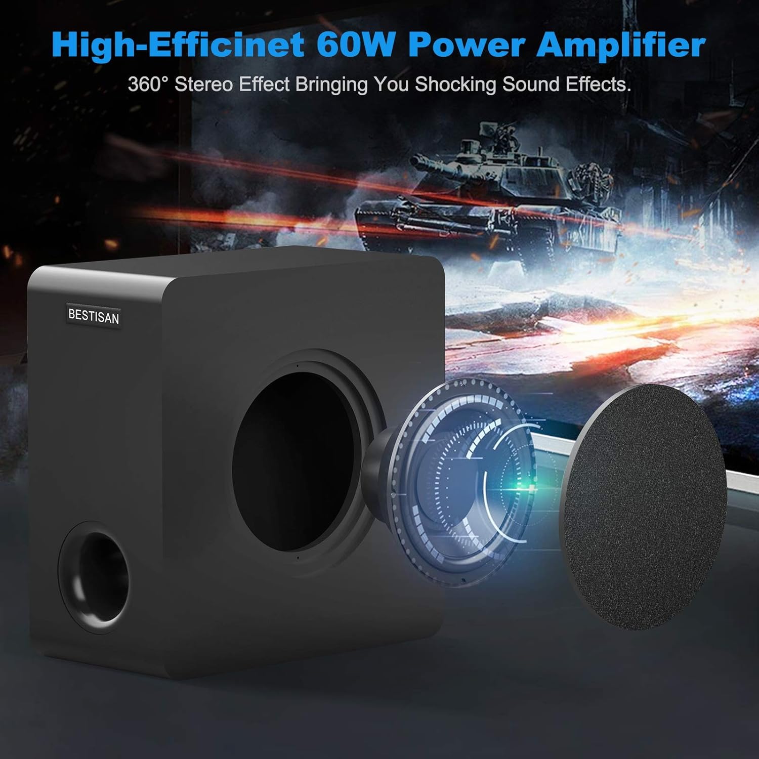 Powered Subwoofer, Bestisan 6.5