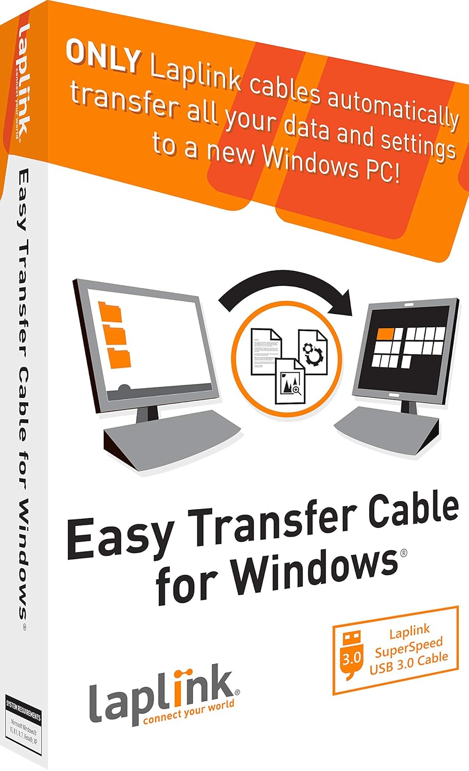 Laplink Easy Transfer Cable | Includes PCmover Migration Software and USB 3.0 Cable | Single Use License | Migrates Files and Settings Pack of 2