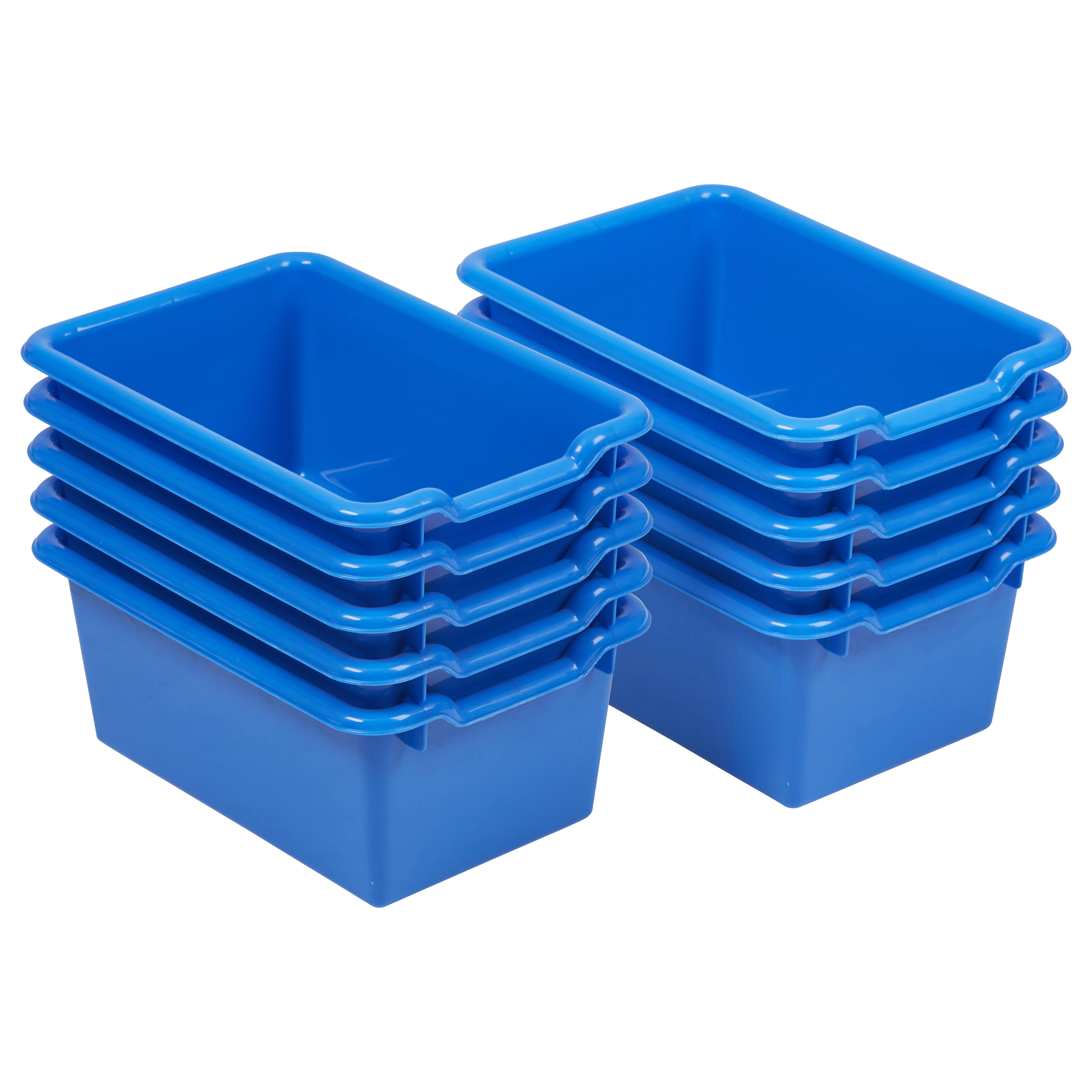 Ecr4kids Scoop Front Storage Bins, Blue (10-Pack)