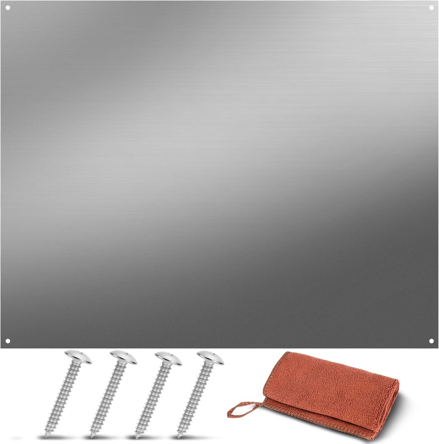 Stainless Steel Backsplash Range Hood Wall Shield for Kitchen - 24 x 30 Inch - Four Pre Drilled Holes, Hanging Hardware and Cleaning Towel Included for Easy Installation Pack of 2