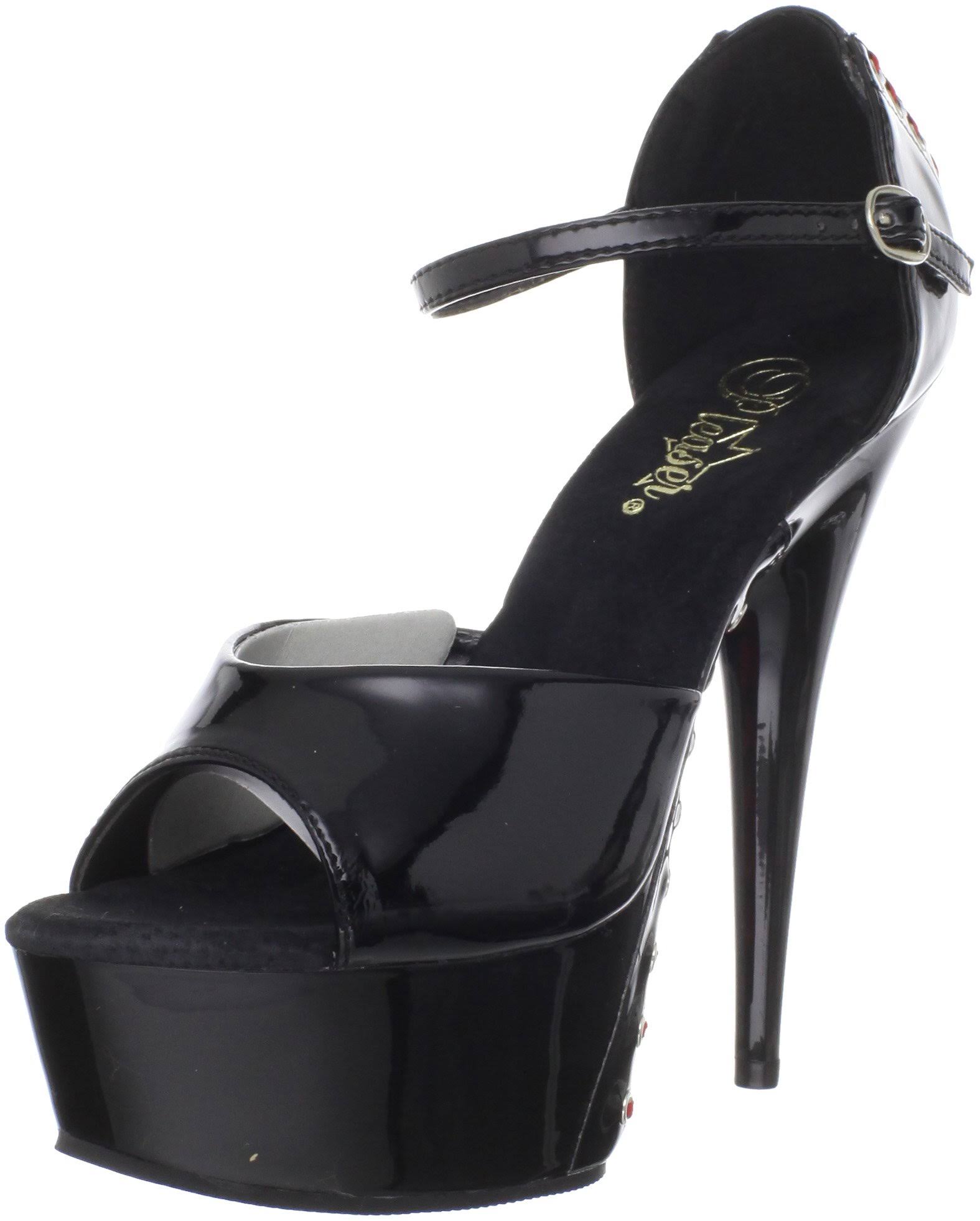 Pleaser - DELIGHT-660FH 7 / Black Patent/Black (Red Lace)