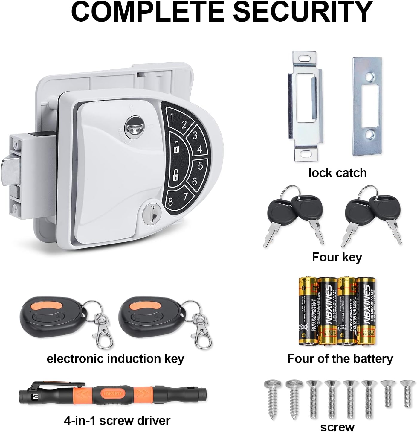 BIGTUR RV Keyless Entry Door Lock Latch Handle, 100% Metal Rv Door Lock, with 2 Electronic Induction Keys, 4 Keys, Screwdriver and Backlit Keypad | Will Only Fit 2.75