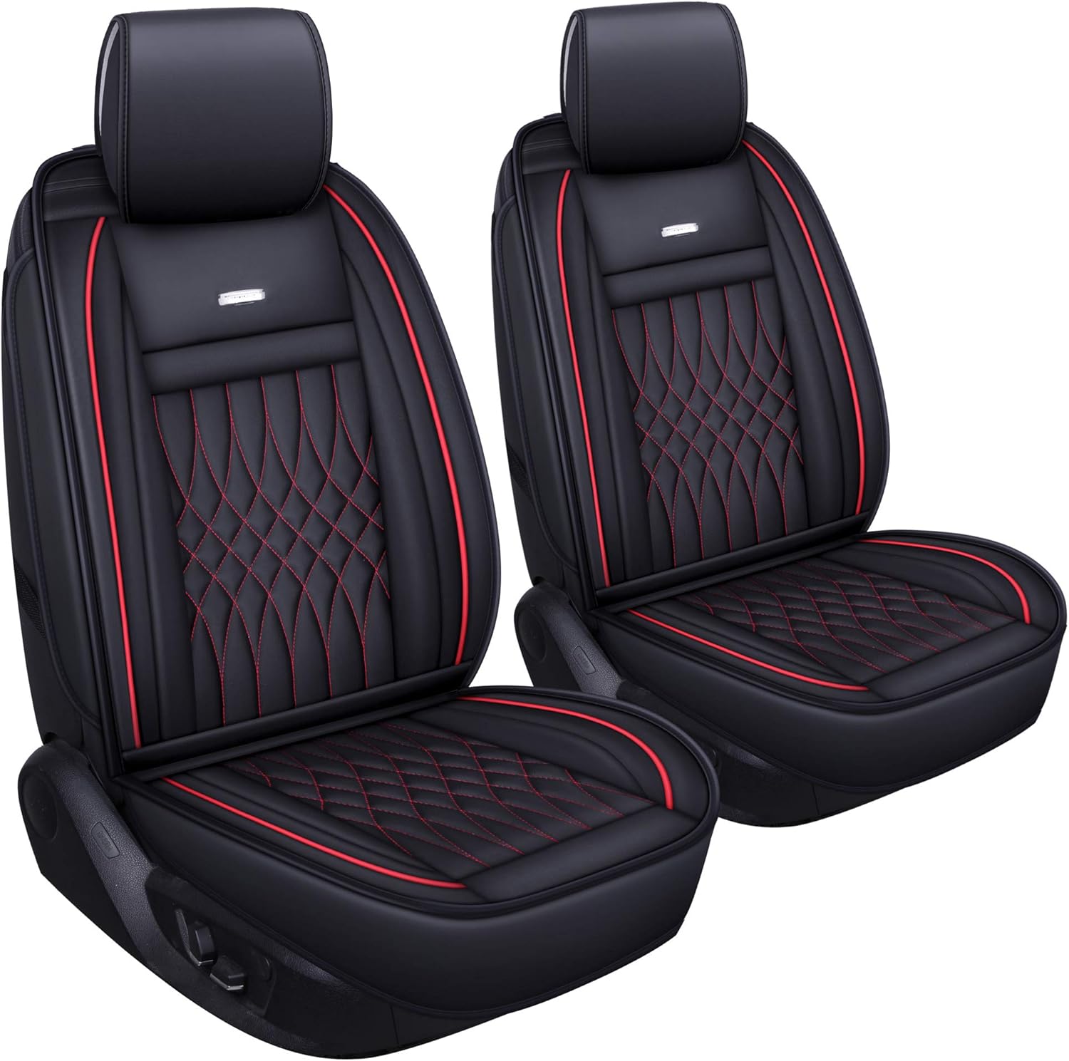 LUCKYMAN CLUB 2 pc Auto Car Seat Covers Fit Most Sedan SUV Truck Fit for Sportage NIRO Optima Forte Soul Rio Sentra Altima Maxima Xterra（Black &Red 2 PCS