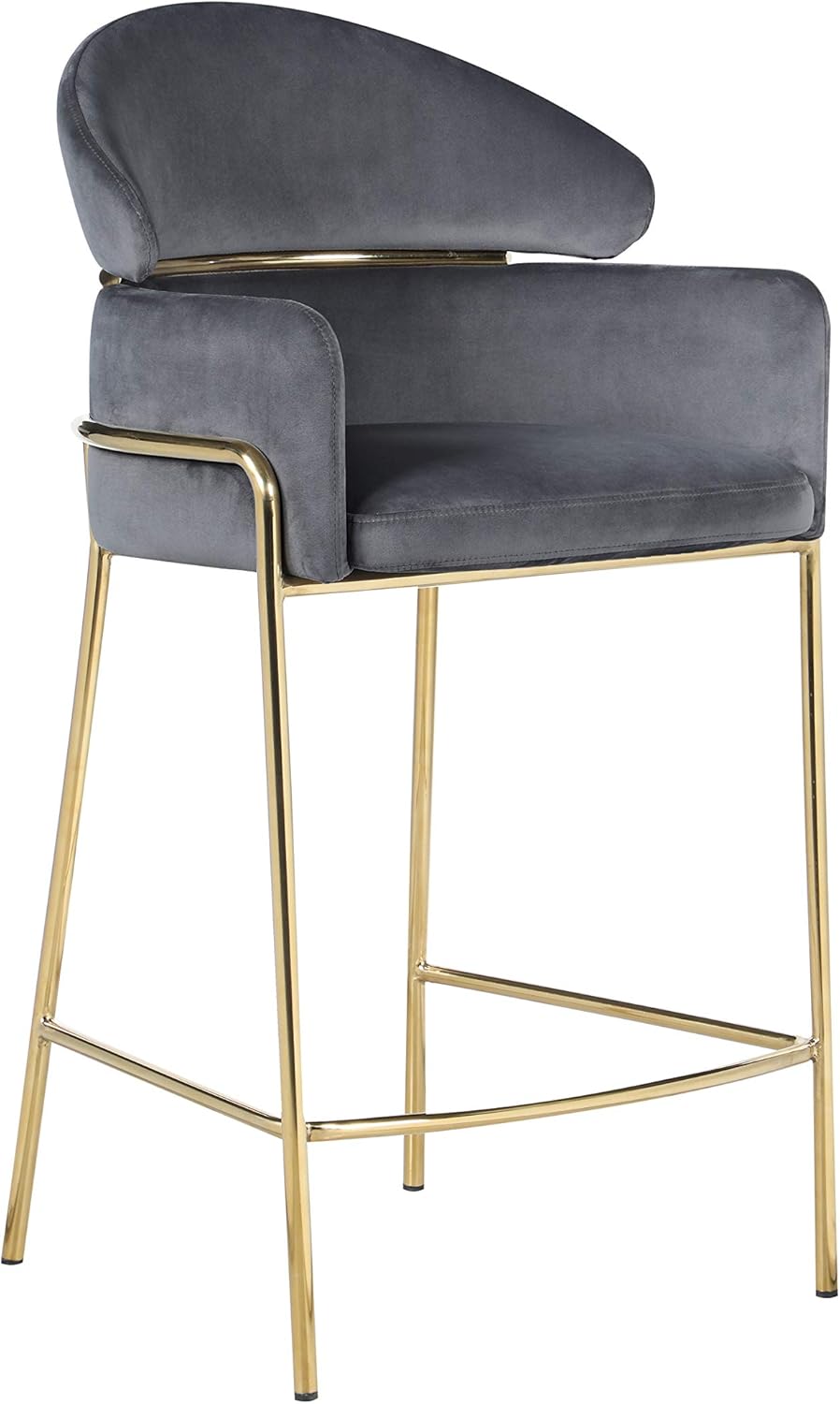 Coaster Home Furnishings Arched Back Counter Height Stool Grey and Brass