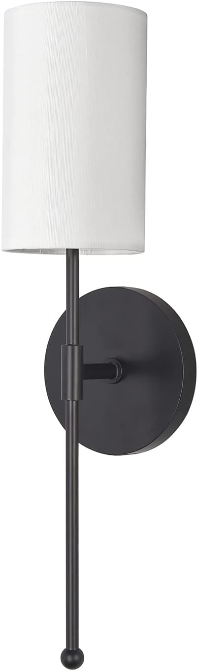 Pirxxiy Modern Wall Light Fixtures, Soft Black Vanity Lights for Bathroom, Metal Sconces Wall Lighting with Fabric Shade, Wall Sconce for Bedroom, Living Room, Galleries, etc.