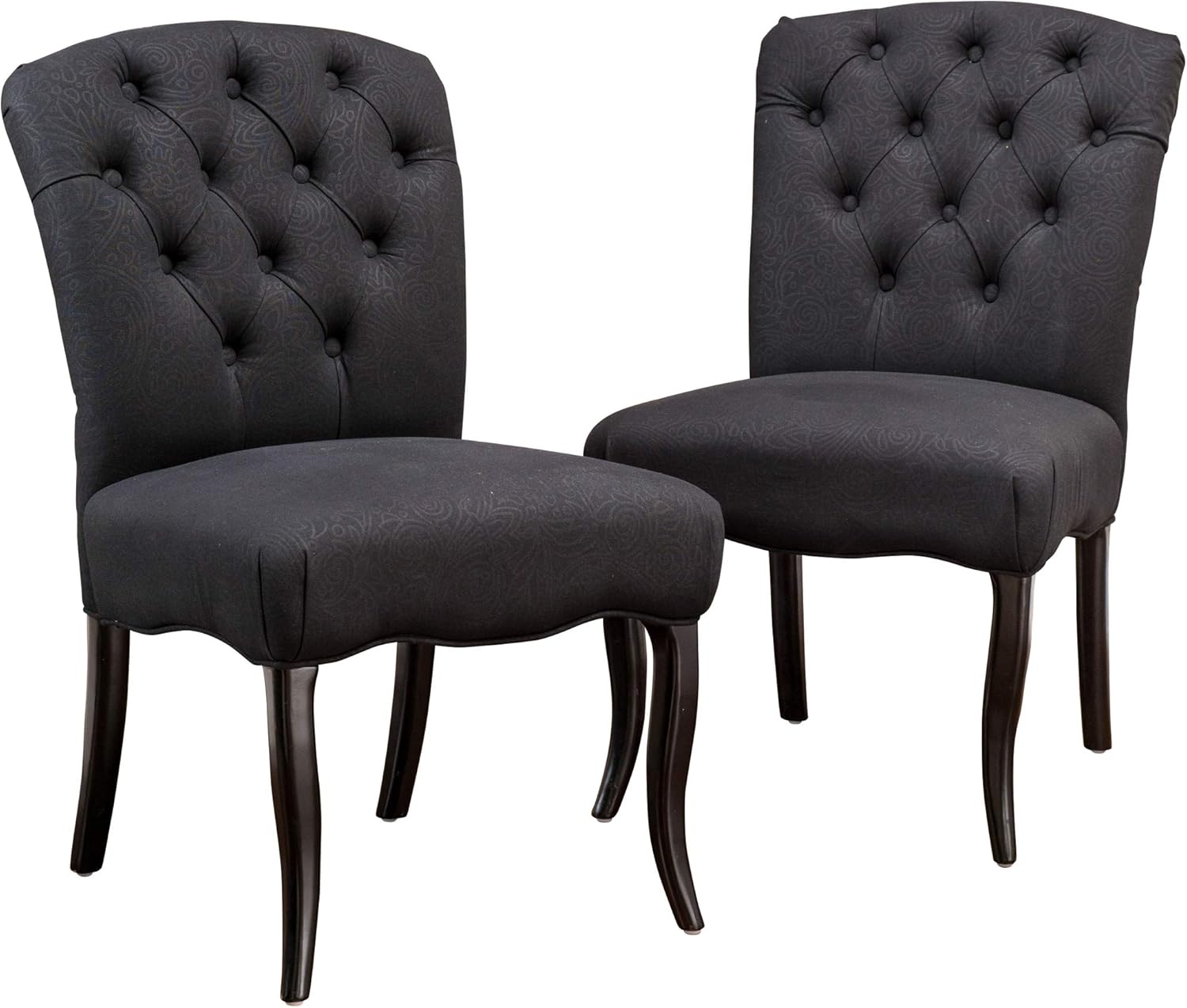 Christopher Knight Home Hallie Dining Chairs, 2-Pcs Set, Black Scroll