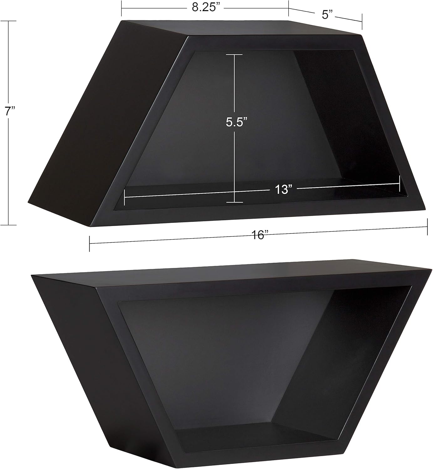 Kate and Laurel Camellia Geometric Wood Shelf Set, Set of 2, Rustic Brown, Modern Wooden Shelves for Wall Storage and Display Pack of 2