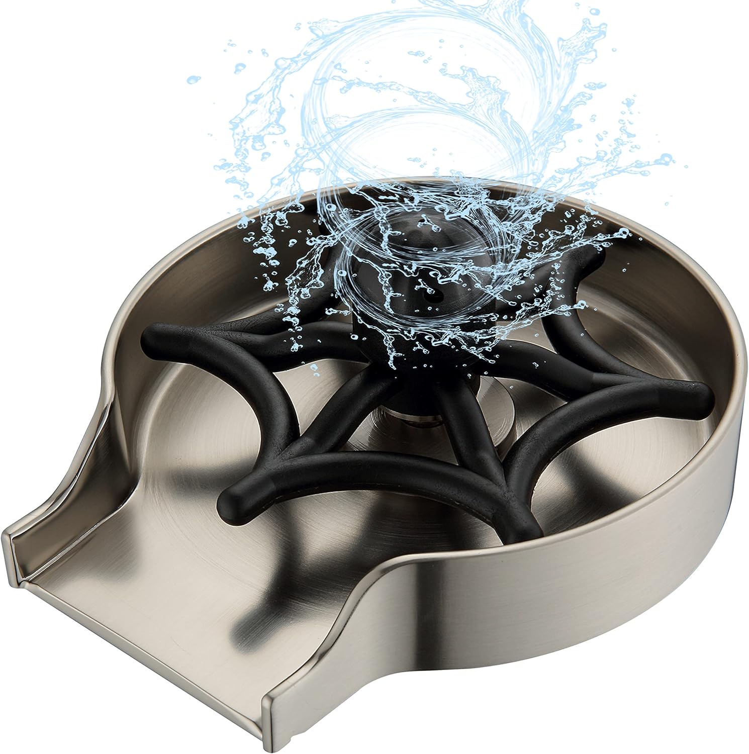 Metal Glass Rinser for Kitchen Sink - Upgraded 360&deg; Rotary Brushed Nickel Faucet Glass Rinser, Bottle Washer Cup Rinser, Kitchen Sink Accessories, Cup Cleaner for Bar