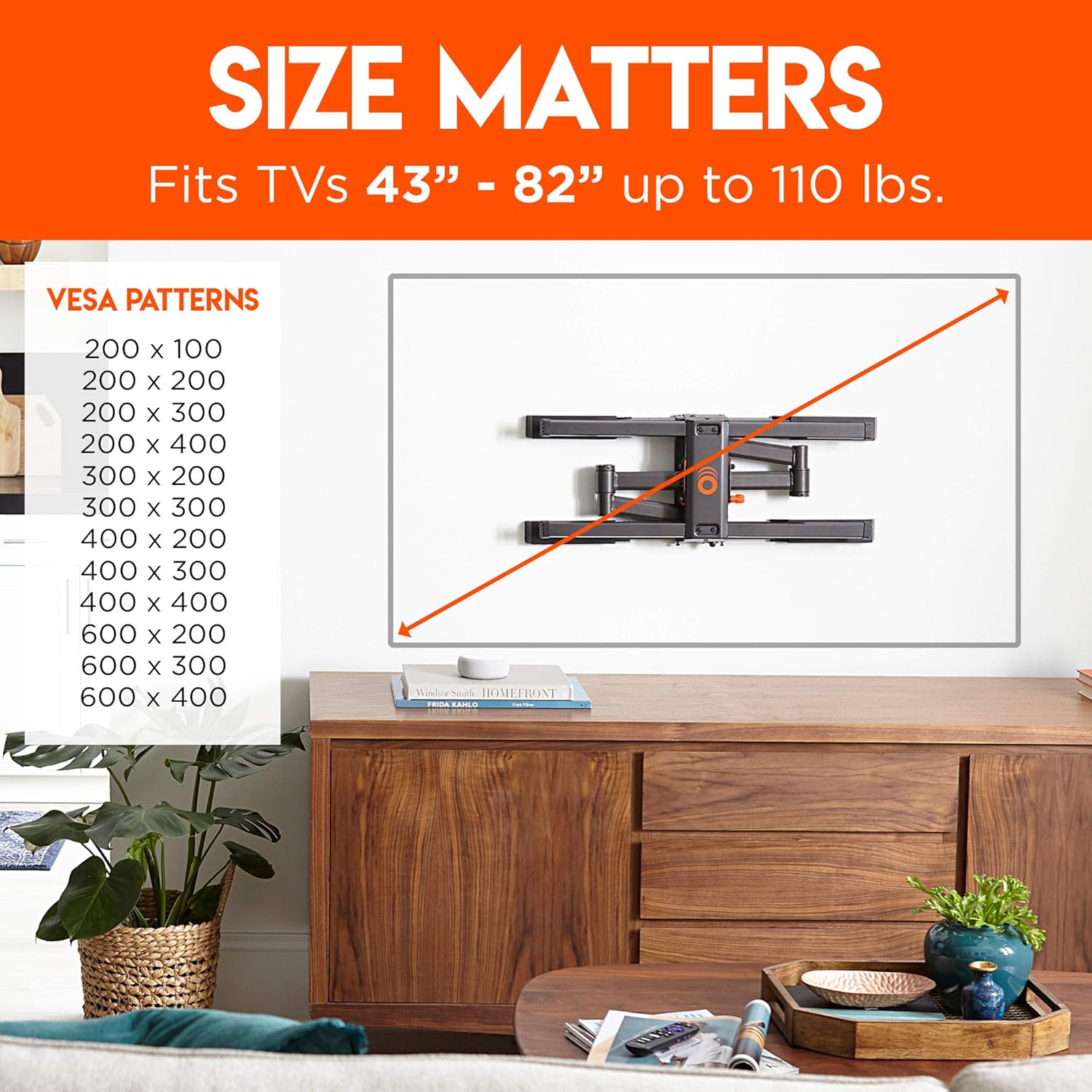 ECHOGEAR Full Motion TV Wall Mount for TVs Up to 82