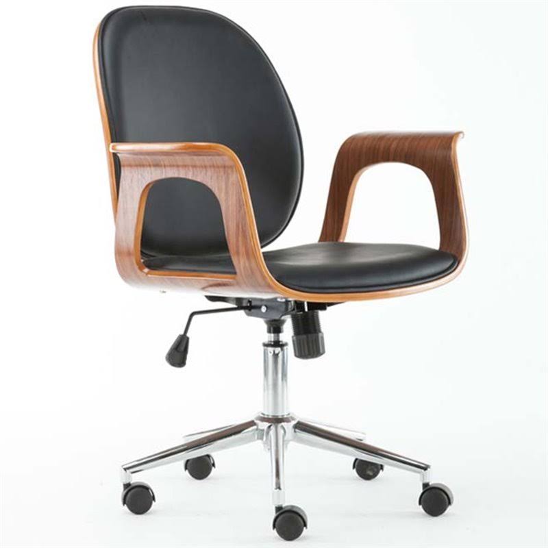 Boraam Happ Bentwood Desk Chair, Walnut/Black