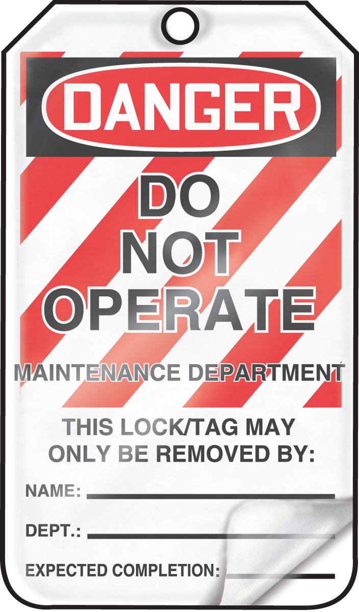 Accuform Lockout Tags, Pack of 25, Danger Do Not Operate Maintenance Department, US Made OSHA Compliant Tags, Weather-Proof & Chemical Resistant Laminated PF-Cardstock, 5.75